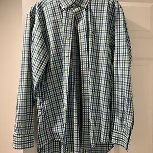 Men's Vineyard Vine green and blue dress shirt med.